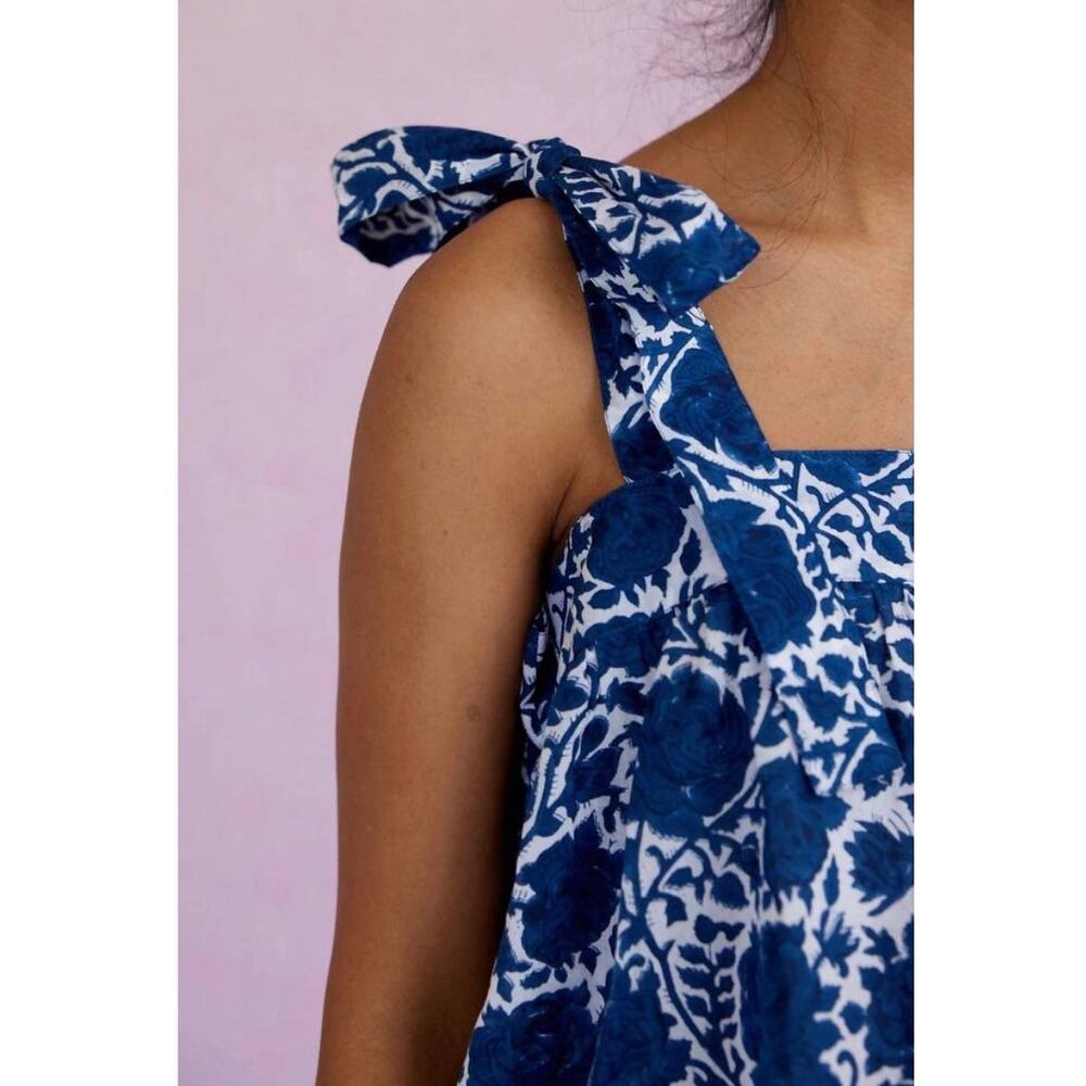 SZ Blockprints M Emma Blouse in in Indigo Floral - Picture 2 of 8